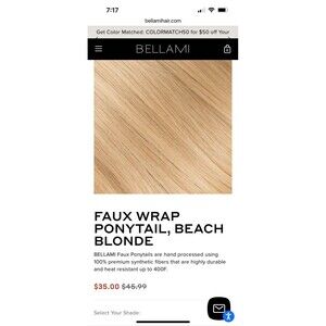 NEW BELLAMI FAUX WRAP PONYTAIL EXTENSION HAIR CLIP IN BEACH BLONDE